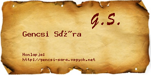 Gencsi Sára névjegykártya